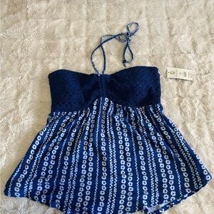 Blue Crochet Halter Top